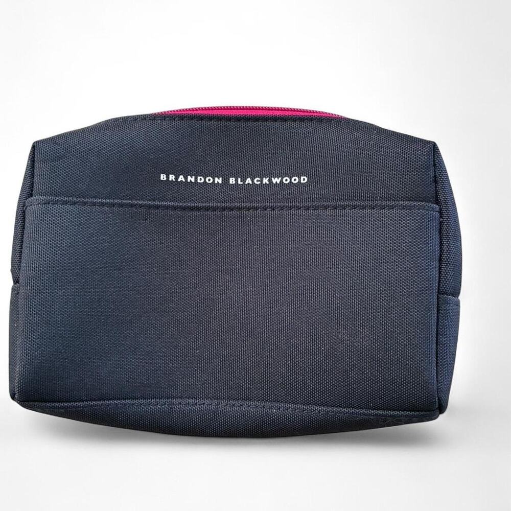 Black and red Brandon Blackwood toiletries bag First Class American Airlines